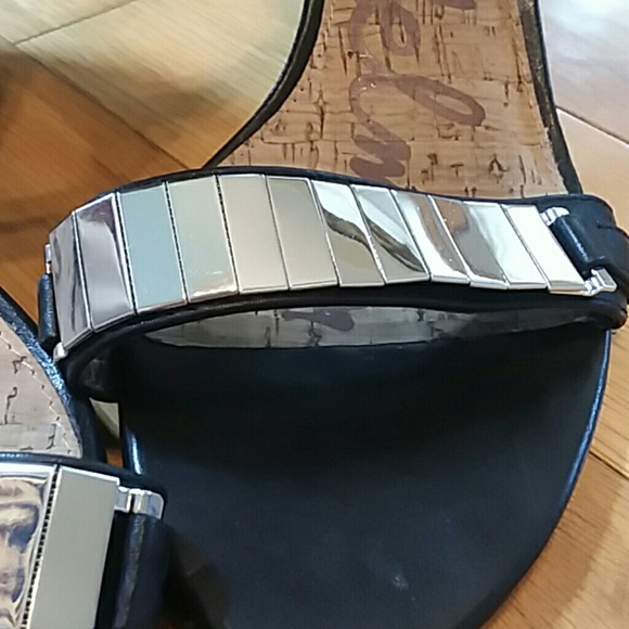 Sam edelman black zip up ankle strap wedge sandals 8.5M - Picture 8 of 8